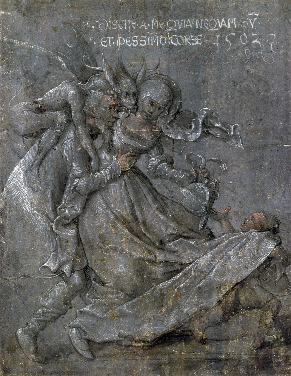Liebespaar mit dem Teufel und Amor von Bernhard Strigel