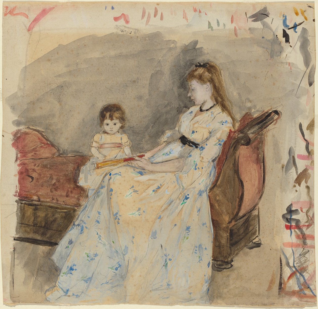 Die Schwester des Künstlers, Edma, mit ihrer Tochter, Jeanne, 1872 von Berthe Morisot
