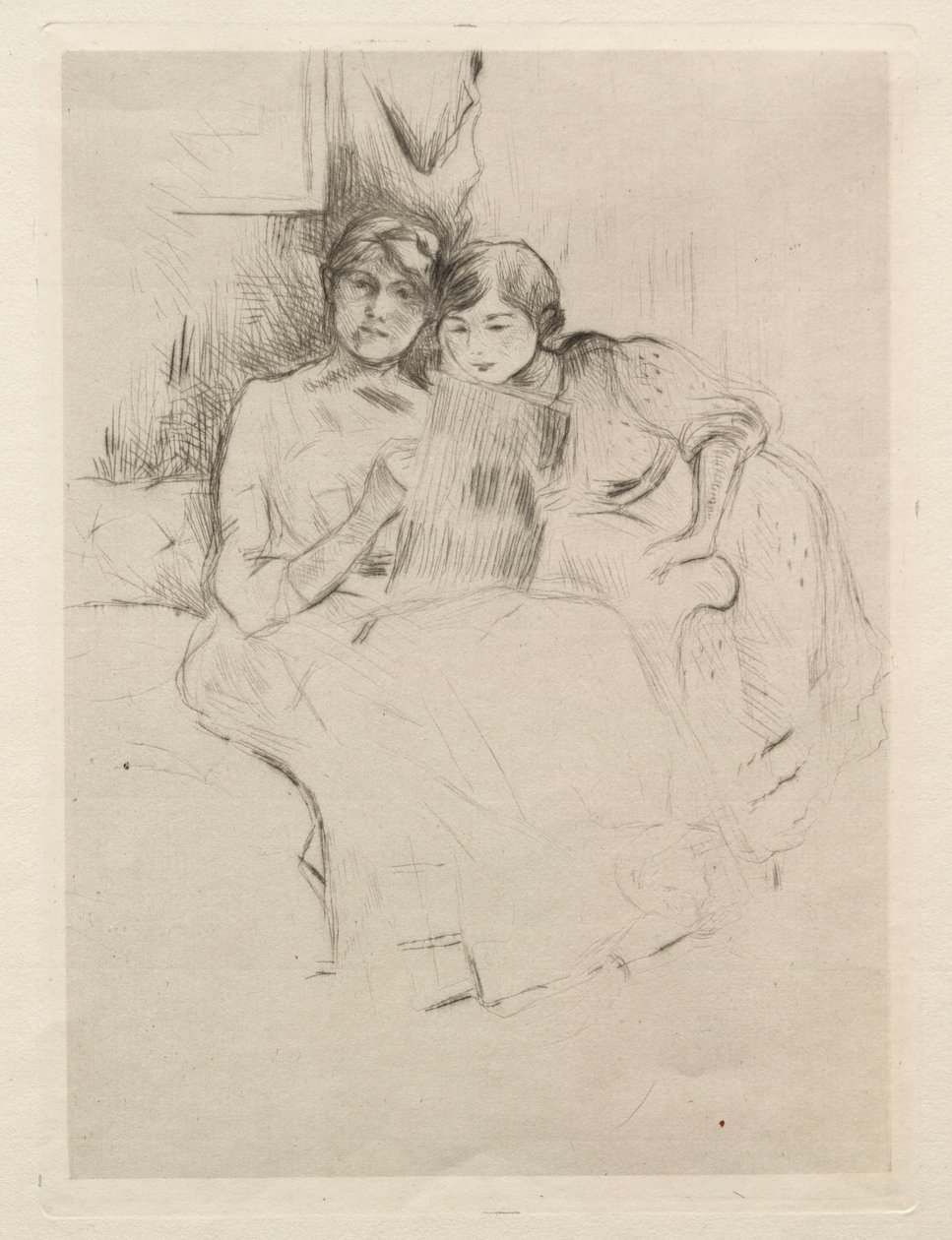 Die Zeichenstunde (Berthe Morisot zeichnet mit ihrer Tochter) von Berthe Morisot