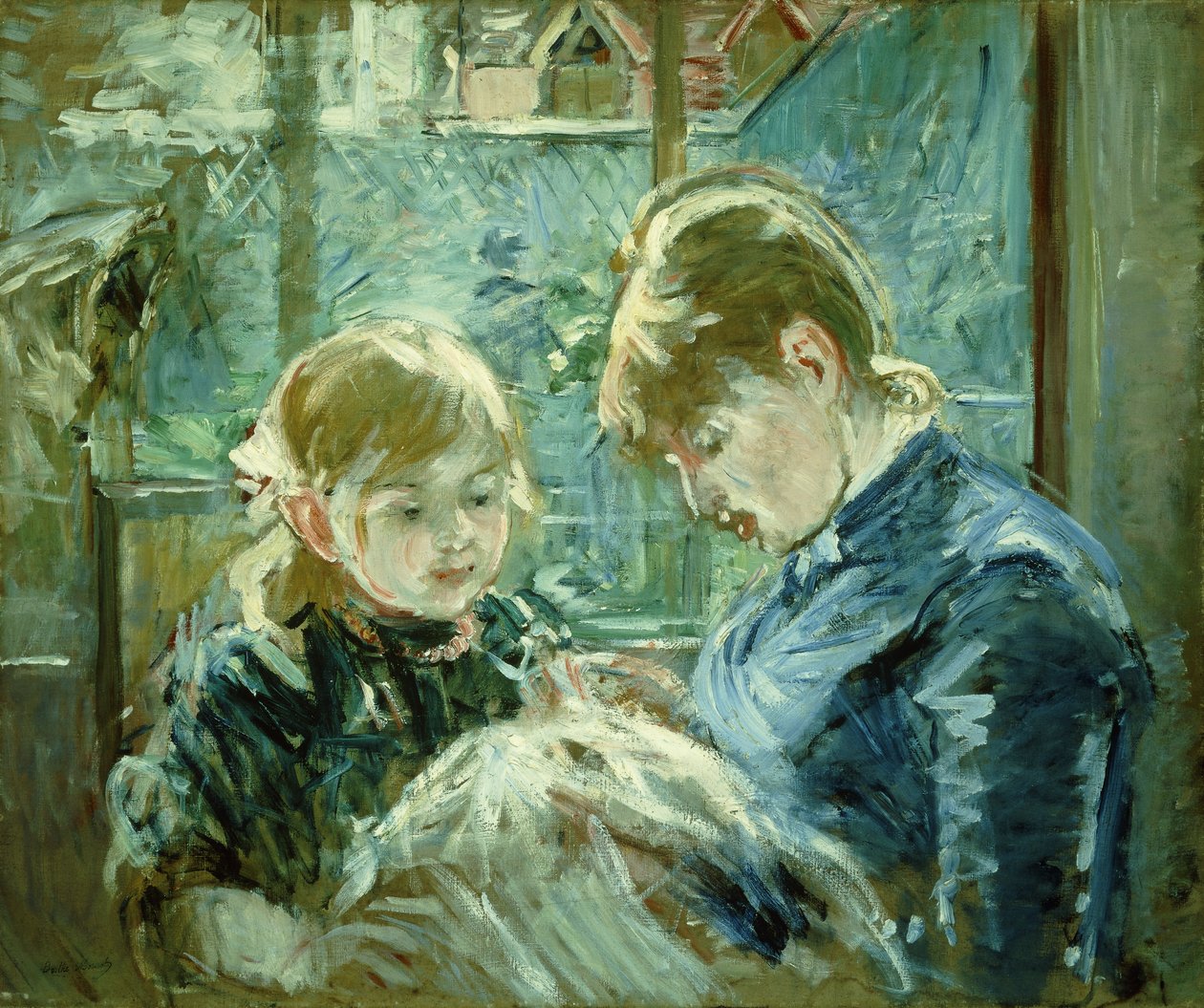 Die Nähstunde; Le Leçon de Couture, 1884 von Berthe Morisot