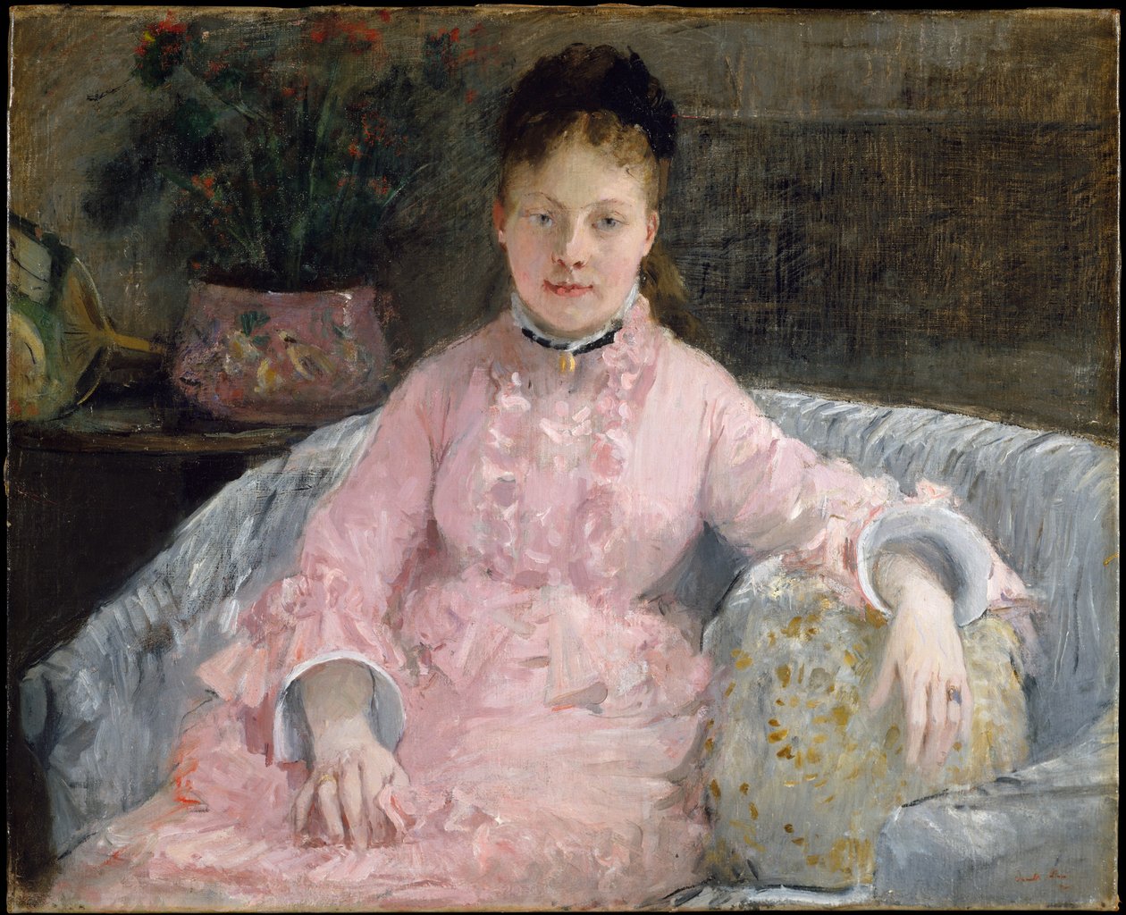 Das rosa Kleid (Albertie-Marguerite Carré, später Madame Ferdinand-Henri Himmes, 1854–1935) von Berthe Morisot