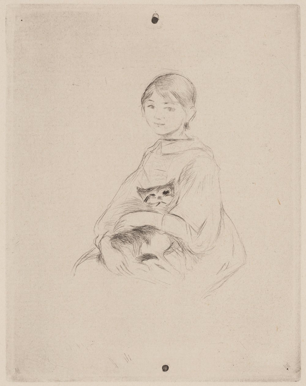 Junges Mädchen mit Katze (Julie Manet) von Berthe Morisot
