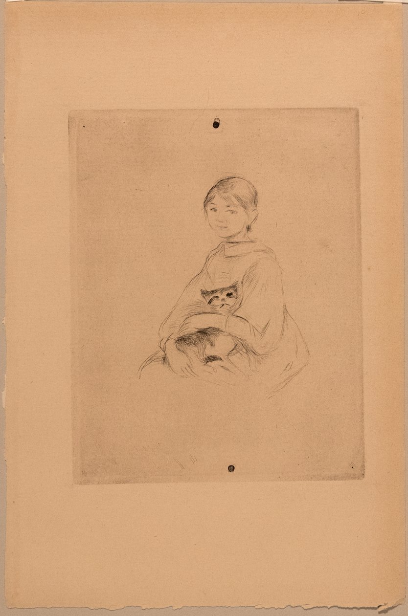 Junges Mädchen mit einer Katze, um 1888 von Berthe Morisot