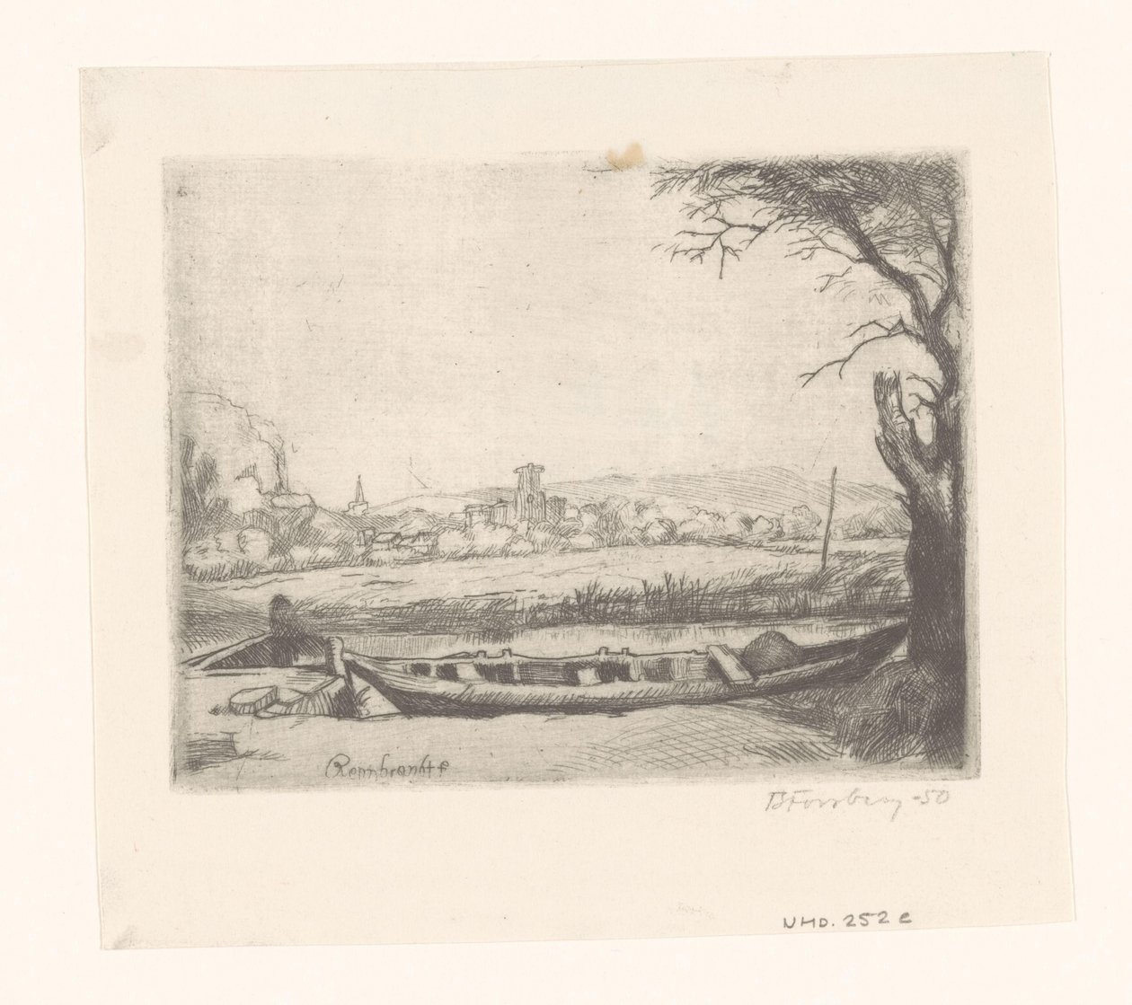 Kanal mit einem großen Boot und einer Brücke von Birger John Forsberg