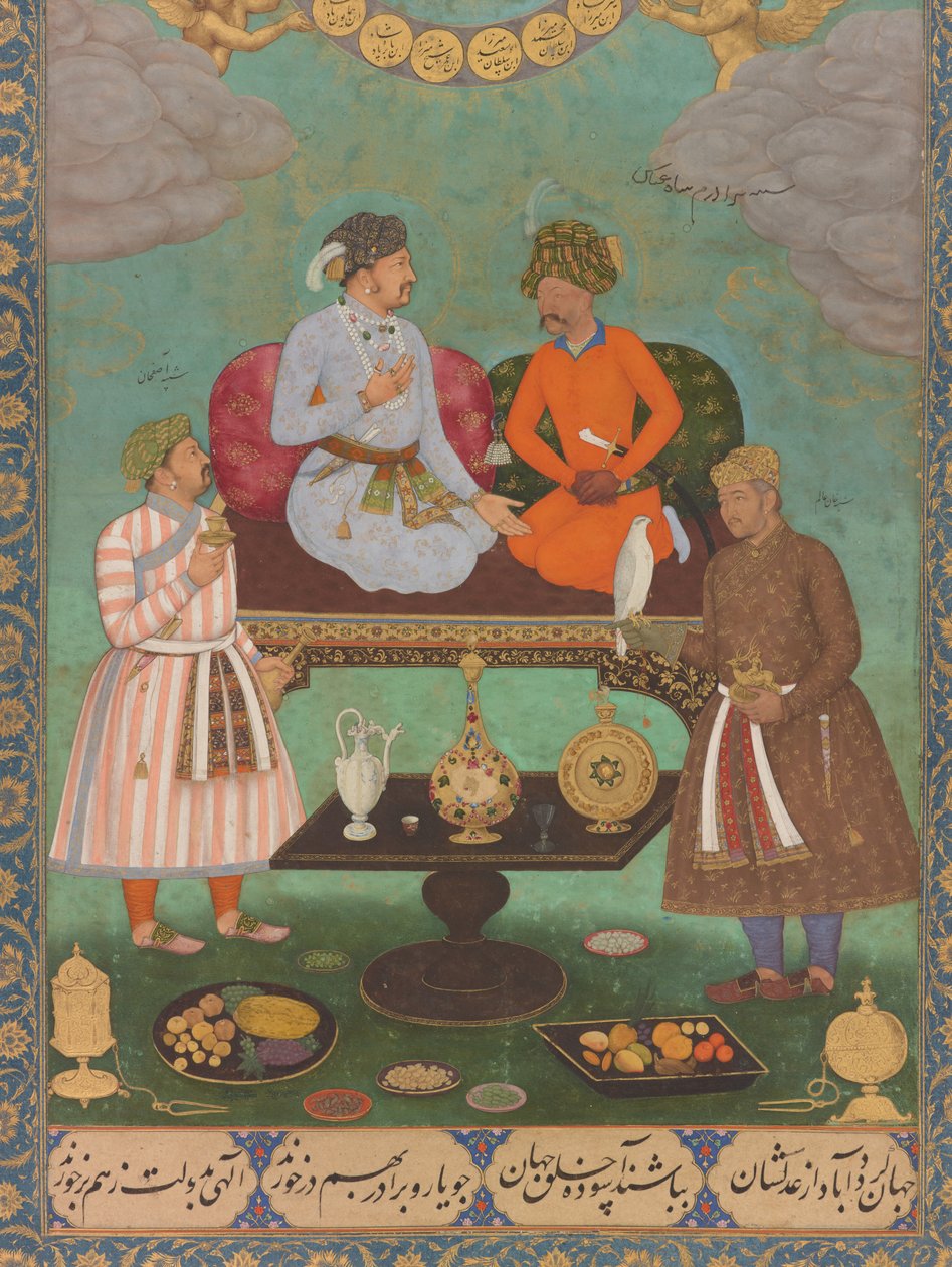 Jahangir unterhält Shah Abbas aus dem St. Petersburg Album (Detail) von Bishandas