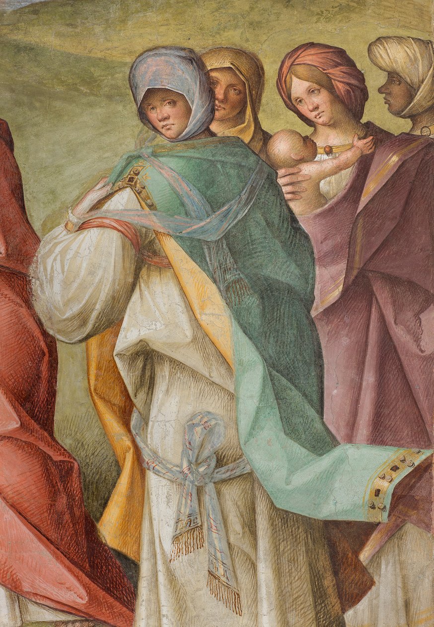 Zentrales Schiff, drittes nördliches Joch, Heimsuchung, Boccaccio Boccaccino 1516-17 (Detail) von Boccaccio Boccaccino