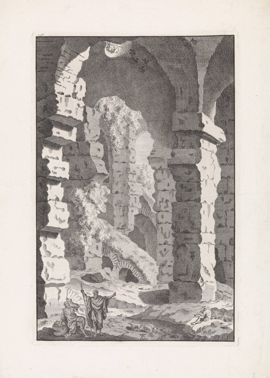 Musizierender Hirte zwischen Ruinen (Reliquiae antiquae urbis Romae) von Bonaventura van Overbeek