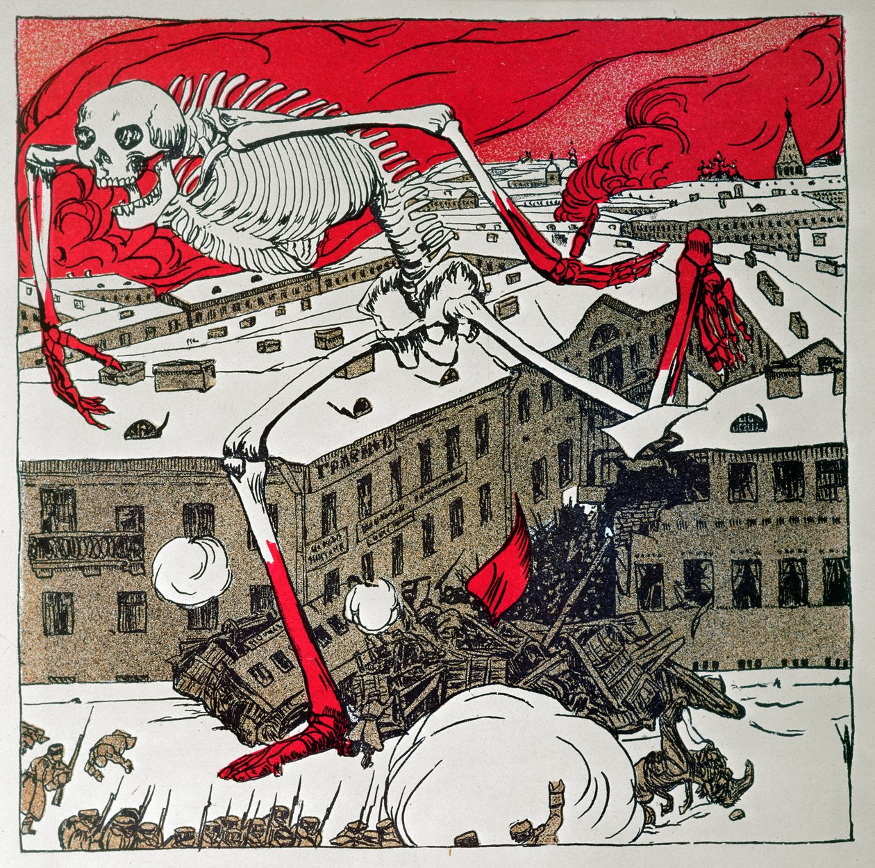 Plakat herausgegeben von den Revolutionären in St. Petersburg von Boris Mikhailovich Kustodiev