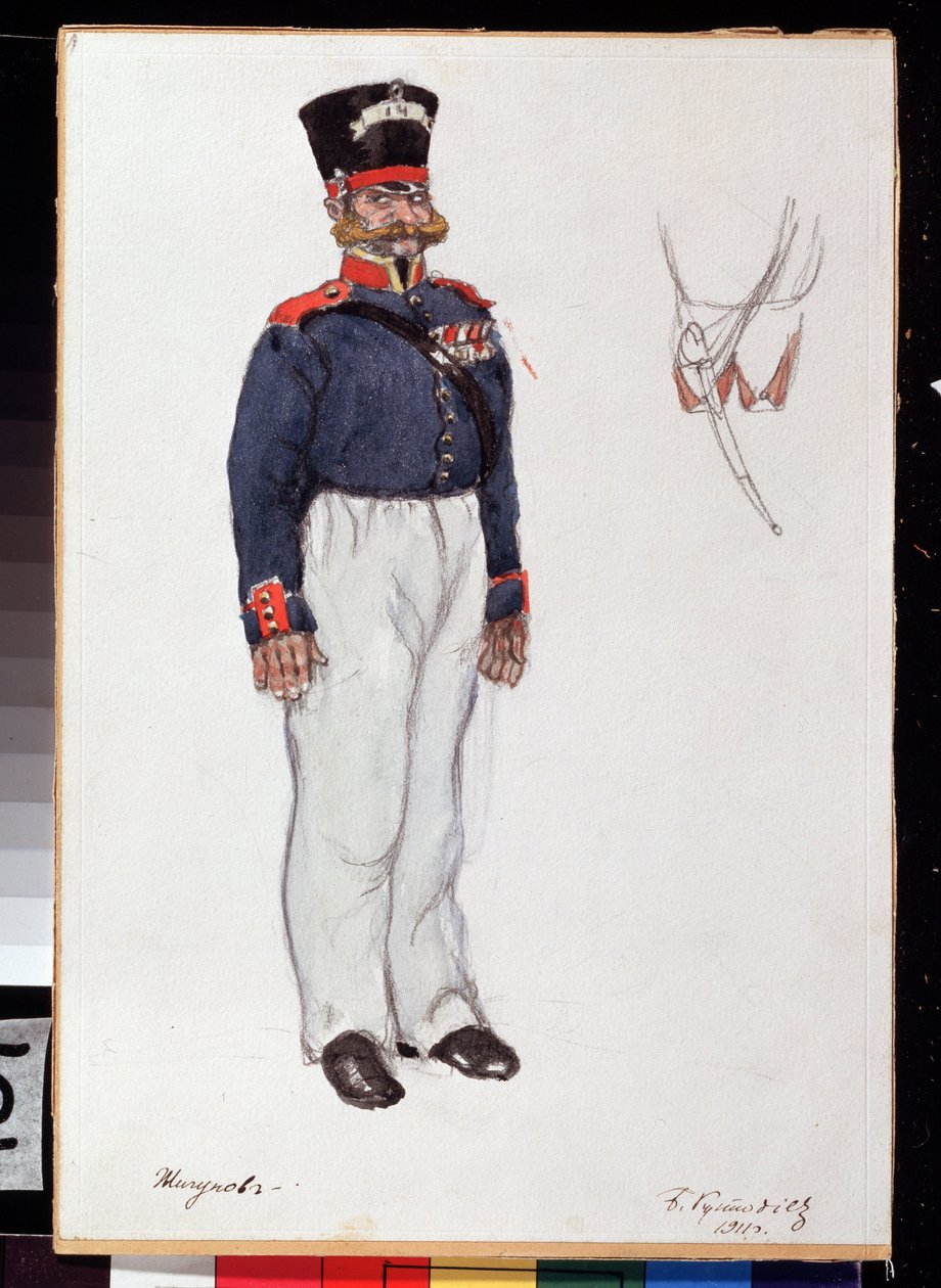 Kostümentwurf für das Theaterstück Fiery Heart von Alexander Ostrovski von Boris Mikhailovich Kustodiev