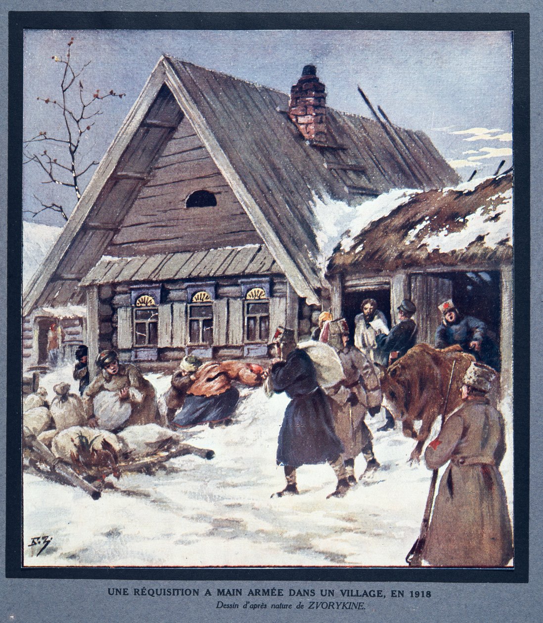Streitkräfte requirieren Vorräte in einem Dorf von Boris Vasilievich Zvorykin