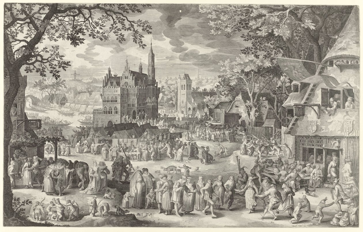 Bauernkirmes vor der Waage auf dem Dorfplatz von Boëtius Adamsz. Bolswert