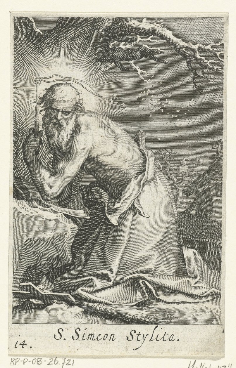 Heiliger Simeon Stylites der Ältere als Einsiedler von Boëtius Adamsz. Bolswert