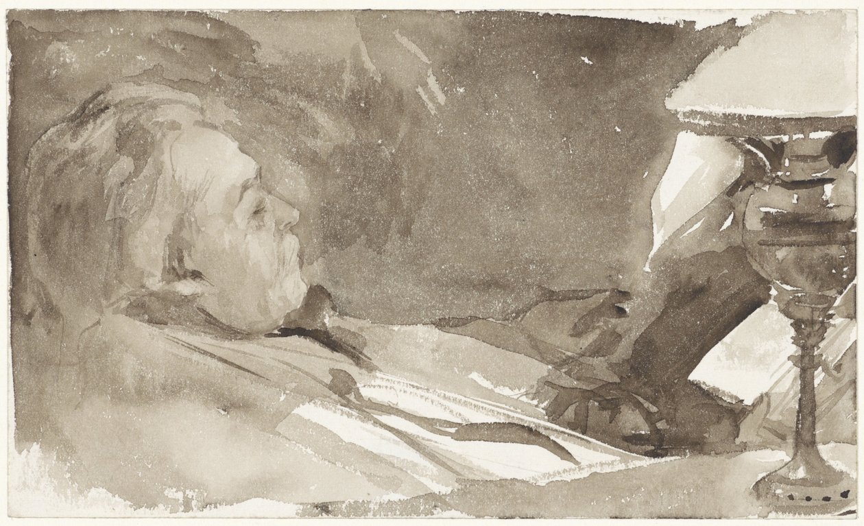 Porträt von Alphons Marie Antoine Joseph Grandmont, lesend bei einer Lampe von Bramine Hubrecht