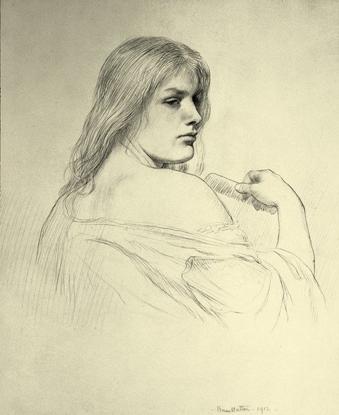 Junge Frau kämmt ihr Haar - Eine Studie von Beatrice Stewart von Brian Hatton