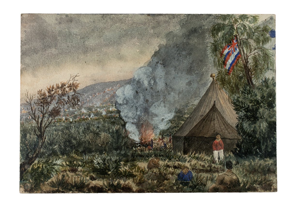 Mauna Kea Vulkan, Hawaii, März 1859 von British School