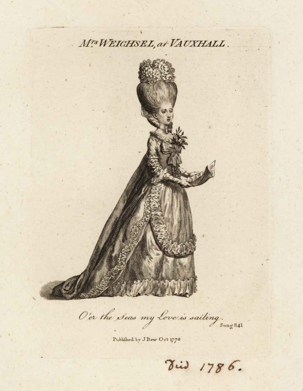 Mrs. Frederica Weichsel singt in den Vauxhall Pleasure Gardens, Ende des 18. Jahrhunderts von British School