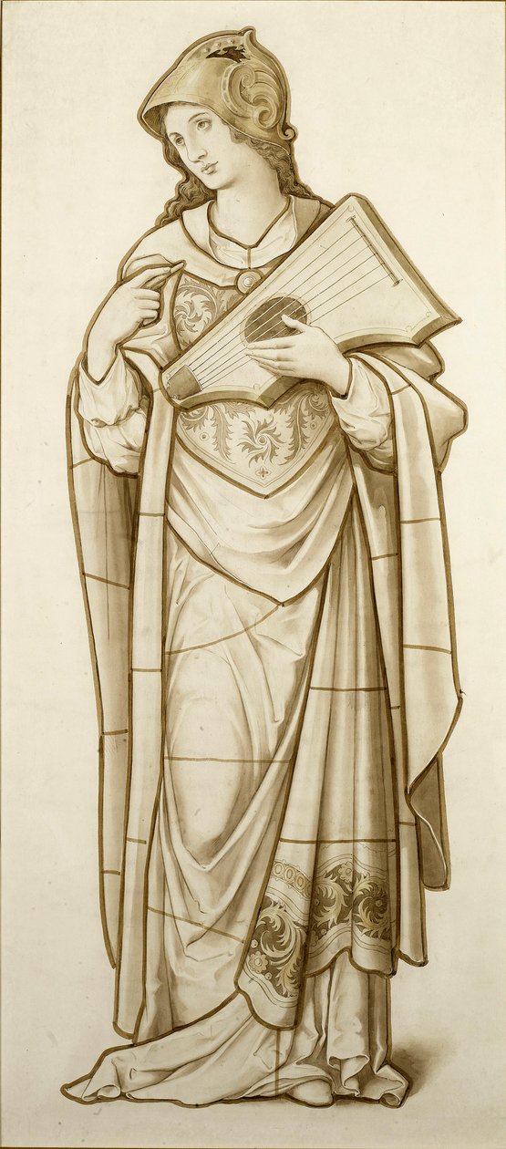 Muse der Lyrik – Karton für Glasmalerei, ca. 1890 von British School