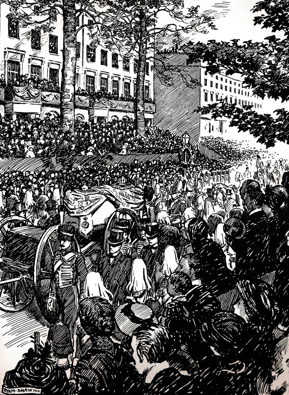 König Edward VII.s letzte Reise durch London: der Trauerzug in Piccadilly, 1910 1911 von Byam Shaw