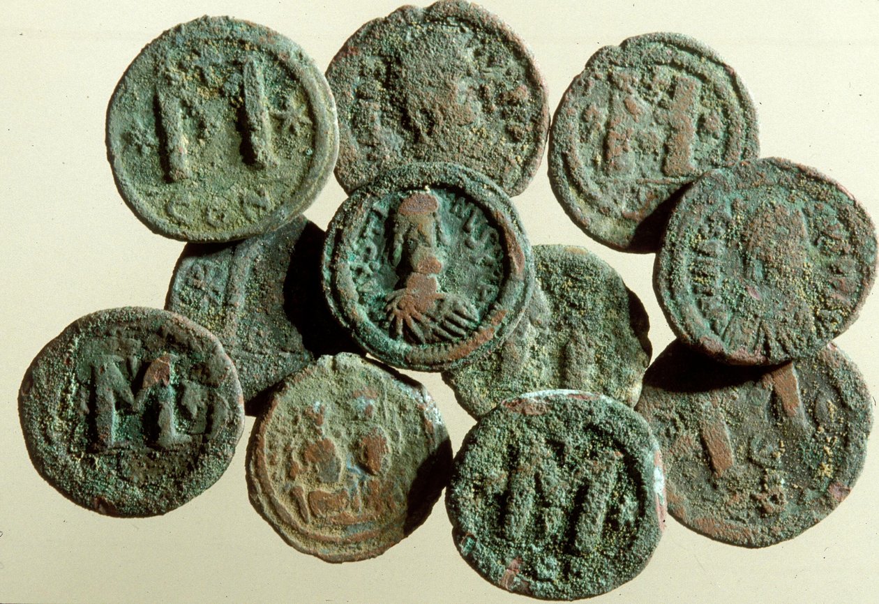Münzen, gefunden bei den Ausgrabungen in Tiberias von Byzantine