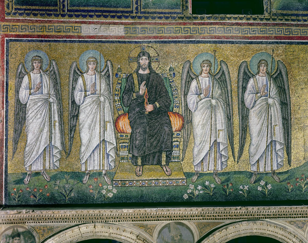 Christus auf dem Thron mit den Engeln (Mosaik) von Byzantine School