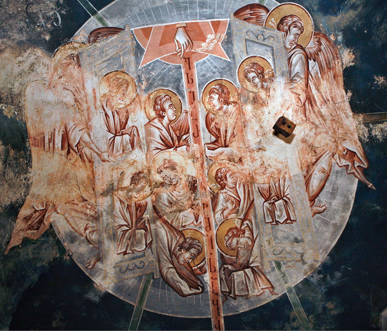 Die Engel - Malerei von Damiane (aktiv im 14. Jahrhundert) - 14. Jahrhundert - Fresko - St. Georgs Kloster, Ubisi (Georgien) von Byzantine