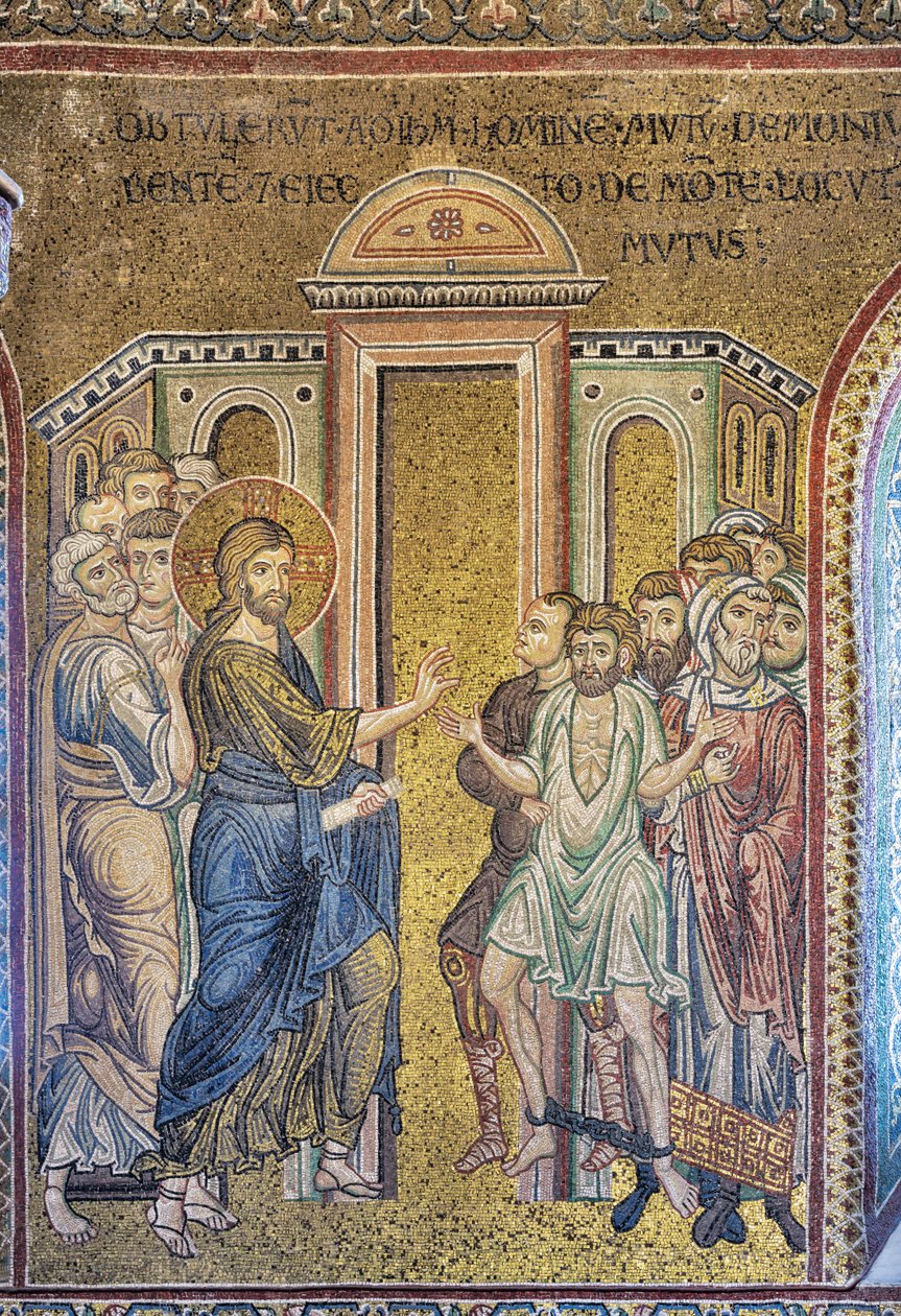 Das Wunder der Heilung des Besessenen, byzantinisches Mosaik, Episoden aus dem Leben Christi, XII-XIII. Jahrhundert von Byzantine