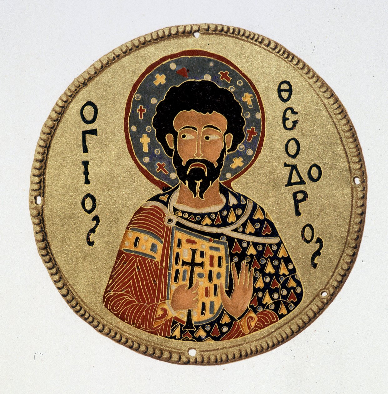 Heiliger Theodor - in Faksimile in „Geschichte und Denkmäler der byzantinischen Emals“ von N. Kondakow von Byzantine Byzantine