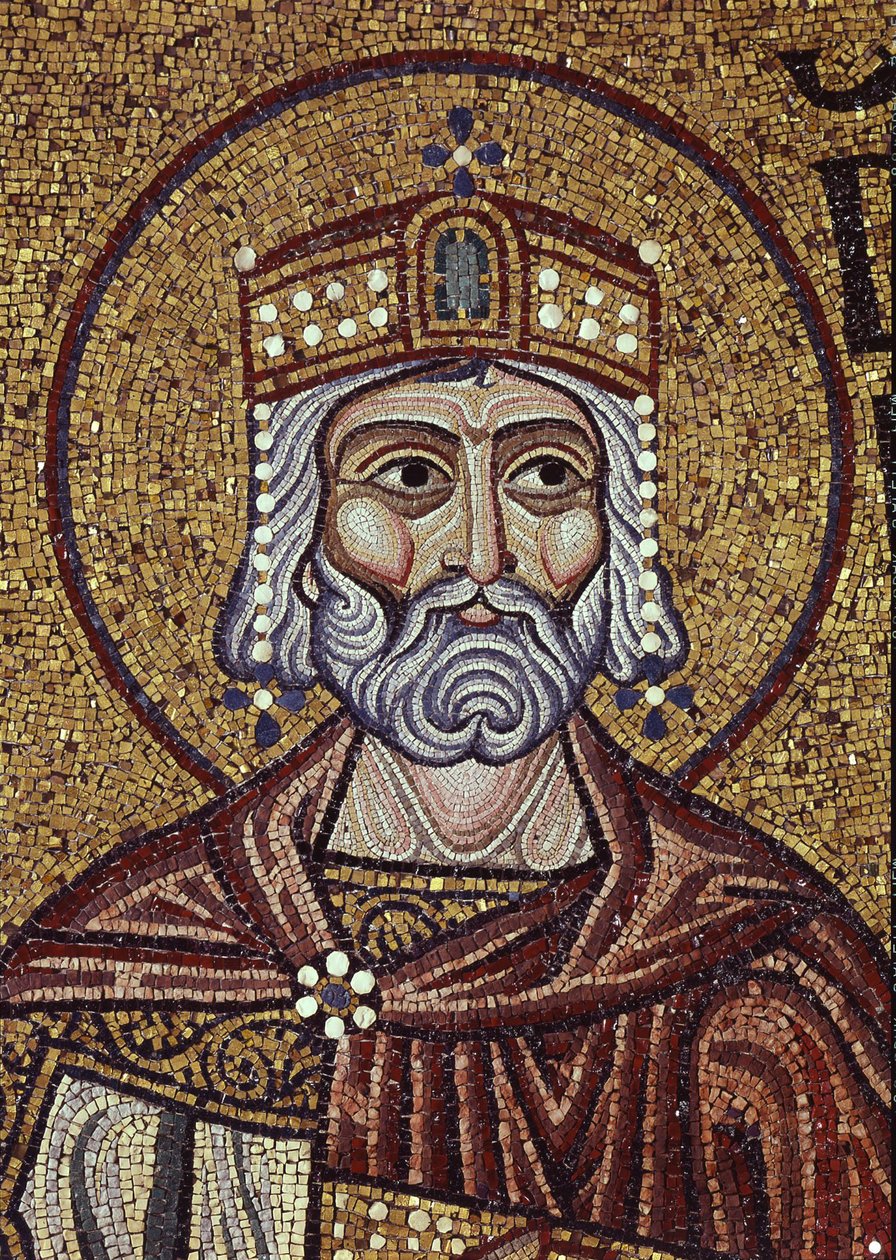König David (Detail) der Innenmosaiken in der St. Markus Basilika, 12. Jahrhundert von Byzantine Byzantine