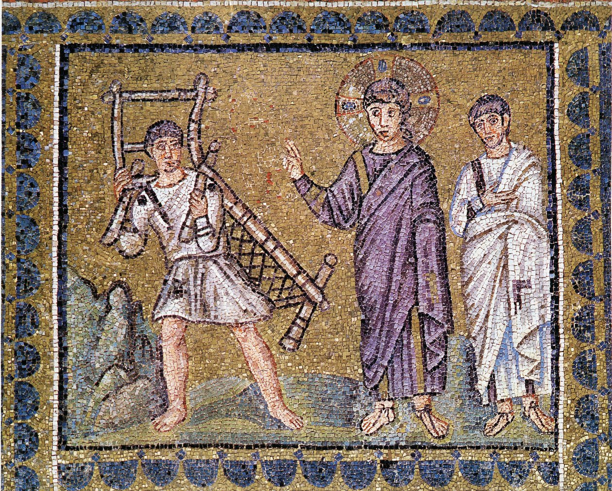 Heilung des Gelähmten, Kirche St. Apollinar der Neun von Ravenna, Wandmosaik, Italien, 6. Jahrhundert von Byzantine School