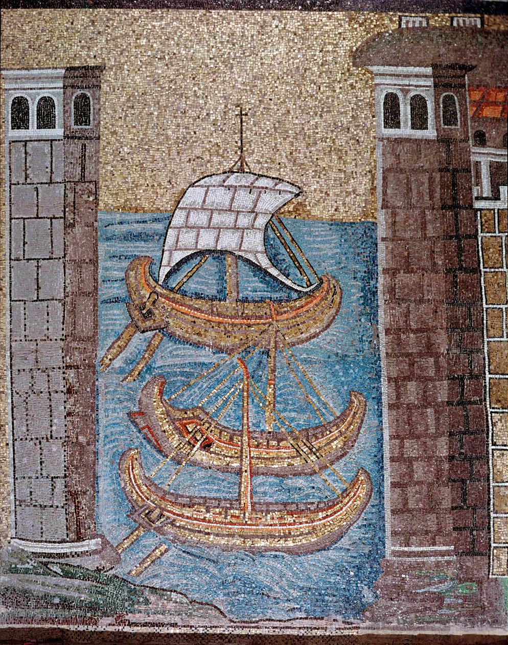 Ansicht von Booten im Hafen von Classe (Detail) von Byzantine School