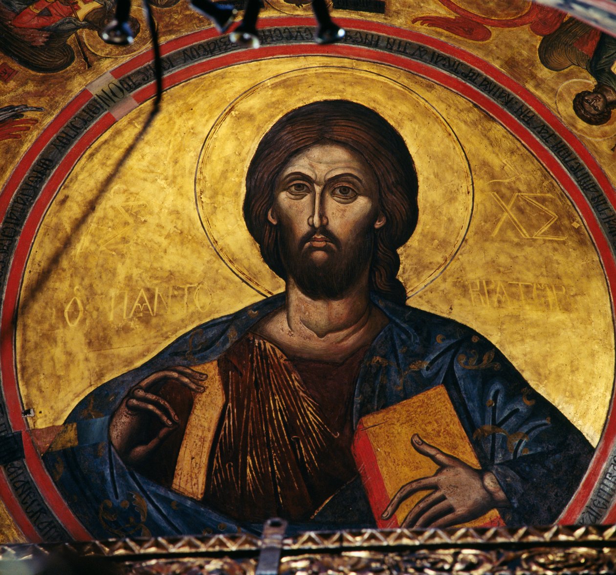 Segnender Christus, Fresko in der Kuppel des Klosters St. Johannes Theologe (Unesco-Welterbeliste) von J.B. and Brown J. Rowbotham