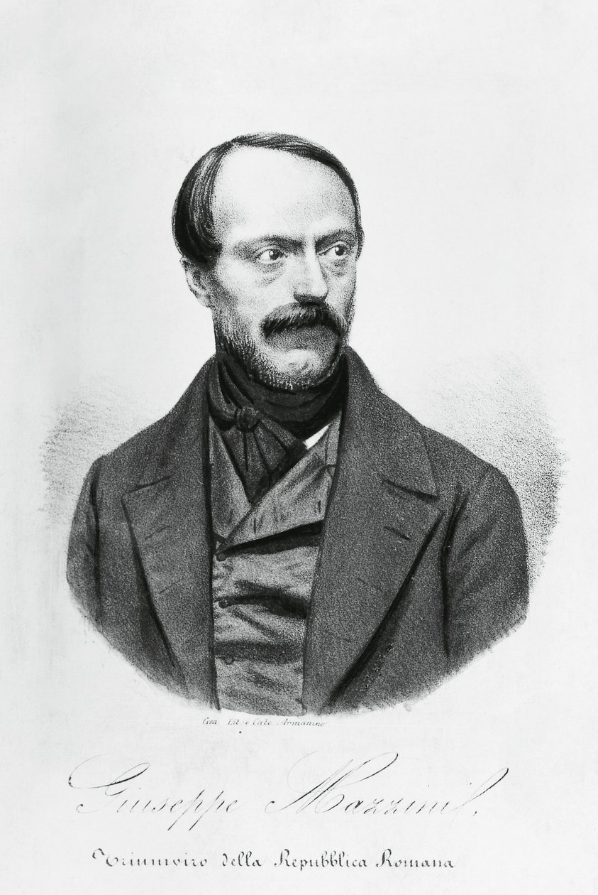 Porträt von Giuseppe Mazzini (1805-1872), italienischer Patriot, Politiker, Philosoph und Journalist, Gravur von J.B. and Brown J. Rowbotham