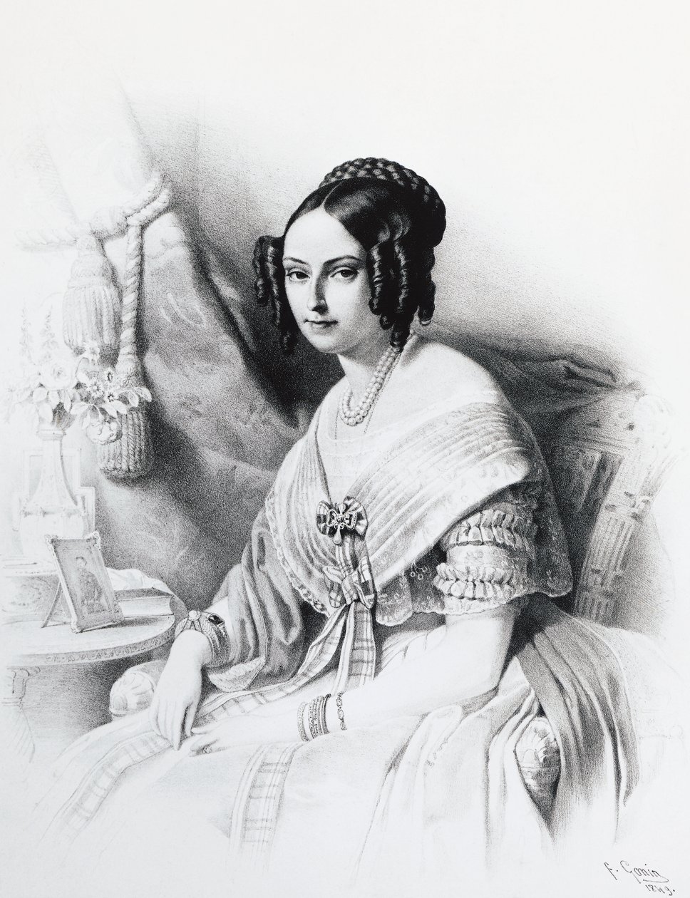 Porträt von Maria Adelaide von Habsburg-Lothringen (1822-1855), Ehefrau von Viktor Emanuel II. von Savoyen, Gravur von J.B. and Brown J. Rowbotham