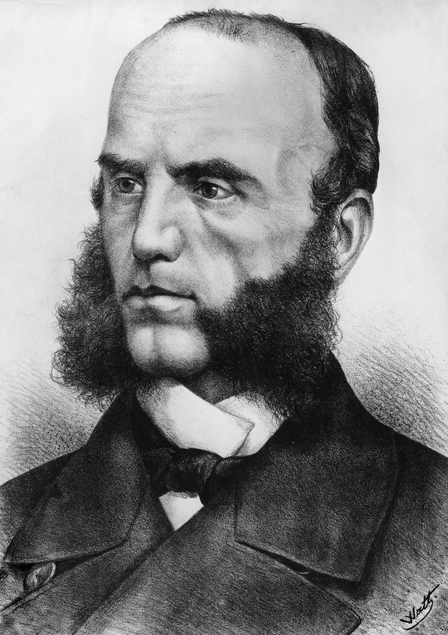 Porträt von Wilhelm von Tegetthoff (1827-1871), österreichischer Admiral, er kommandierte die Seestreitkräfte während des Zweiten Schleswigkriegs 1864 und des Deutschen Krieges 1866, Gravur nach einer Zeichnung von Watt von J.B. and Brown J. Rowbotham