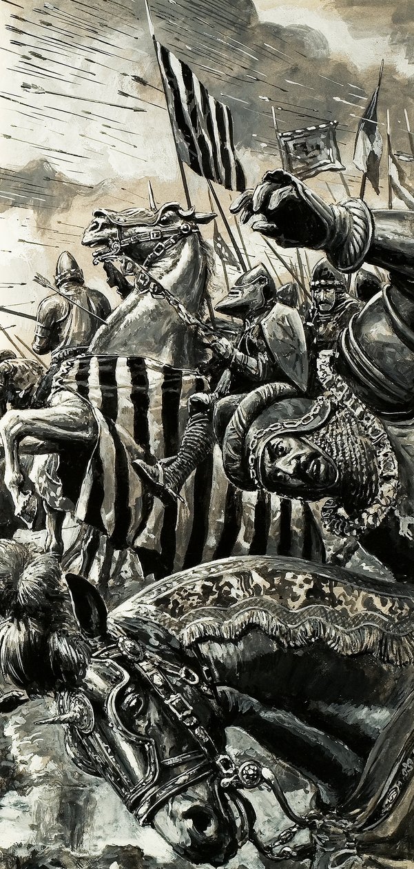 Franzosen unter Beschuss in der Schlacht von Azincourt von C.L. Doughty