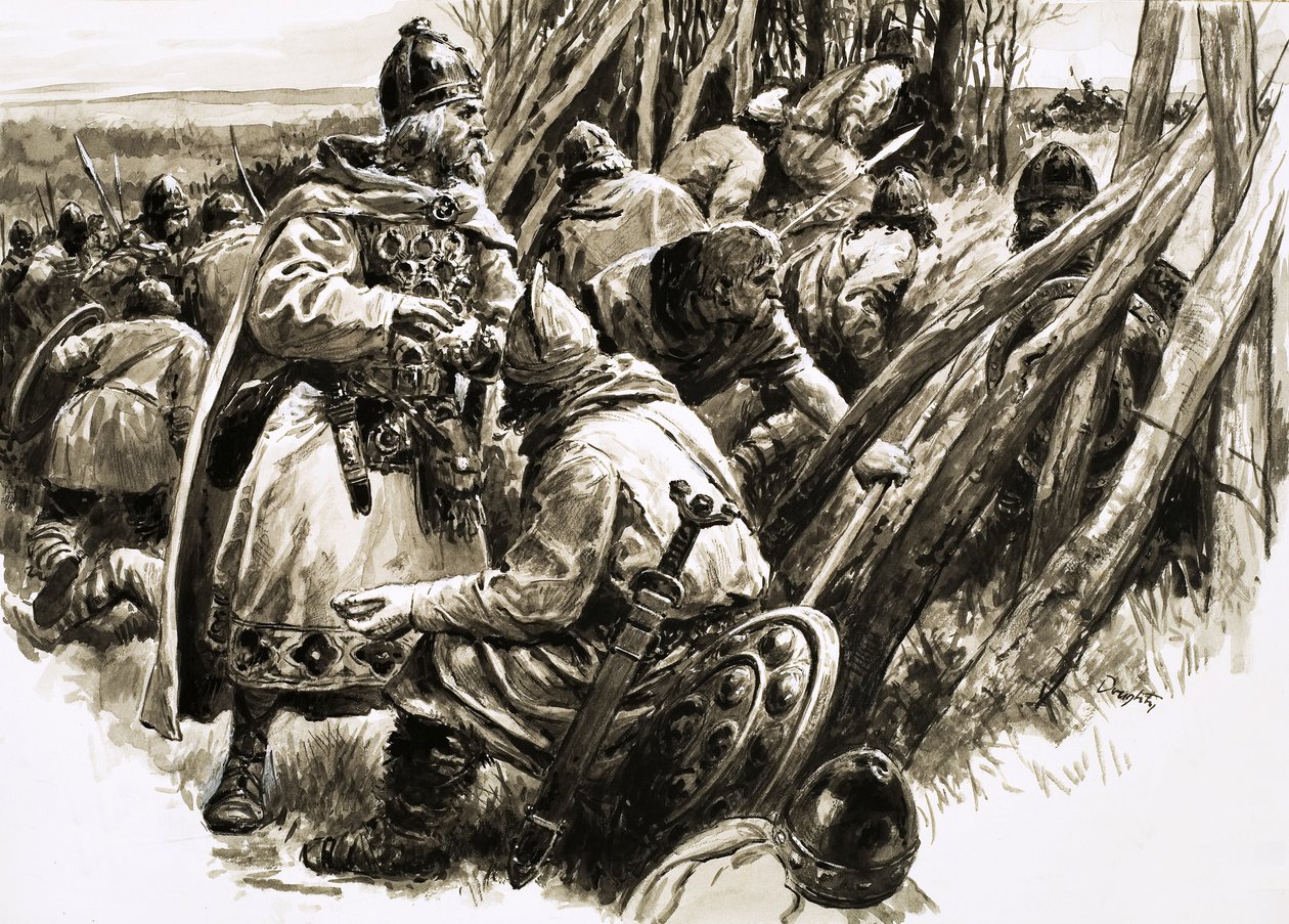 Mit einer kleinen Gruppe treuer Anhänger zog sich König Alfred in die Sümpfe zurück von C.L. Doughty