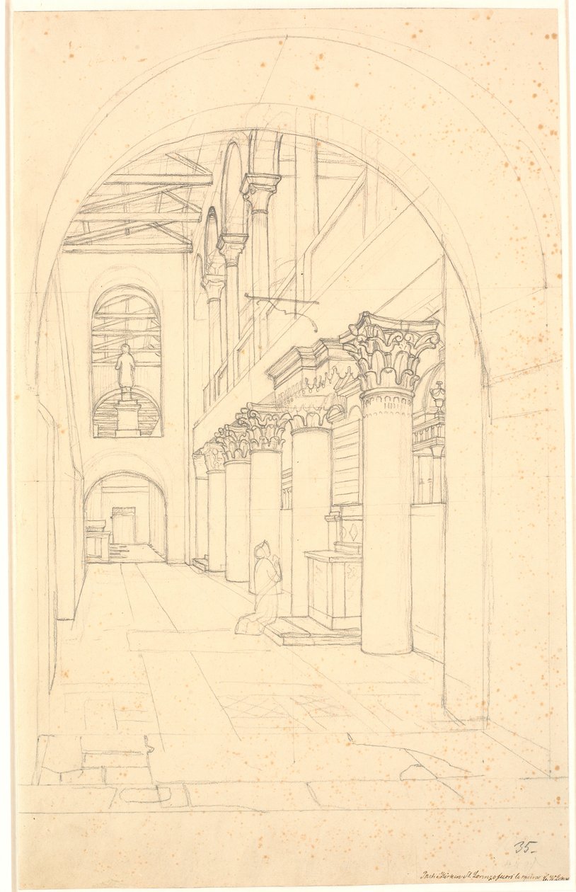 Ein Teil der Kirche S. Lorenzo fuori le Mura, Rom von Christoffer Wilhelm Eckersberg