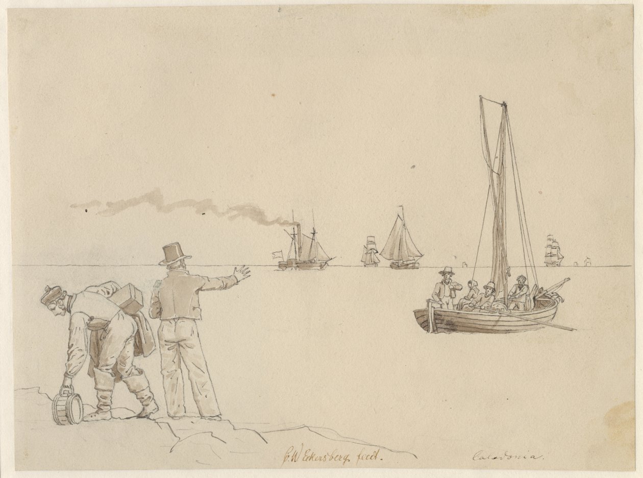 Passagiere werden zum Dampfschiff Caledonia gebracht von Christoffer Wilhelm Eckersberg