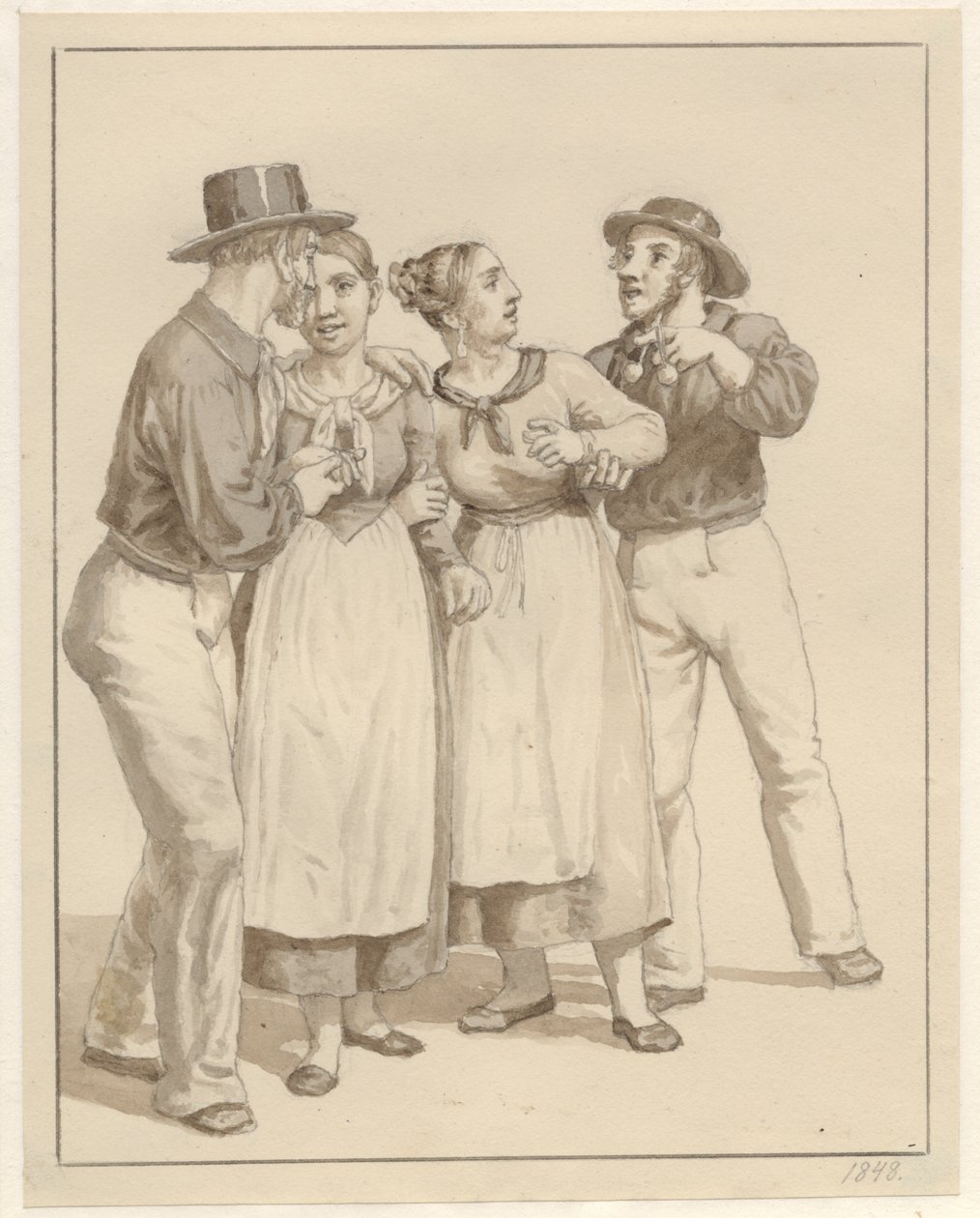 Zwei Seeleute flirten mit zwei Mädchen von Christoffer Wilhelm Eckersberg