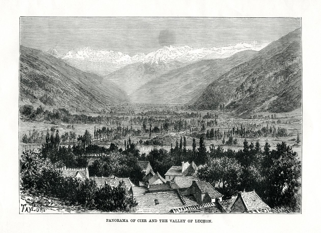 Cier und das Tal von Bagneres-de-Luchon, Frankreich, um 1879 von C. Laplante