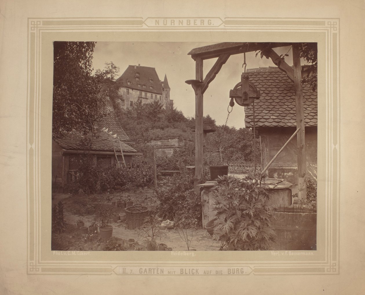Heidelberg - Blick auf das Schloss vom Garten, ca. 1870 von C. M. Eckert