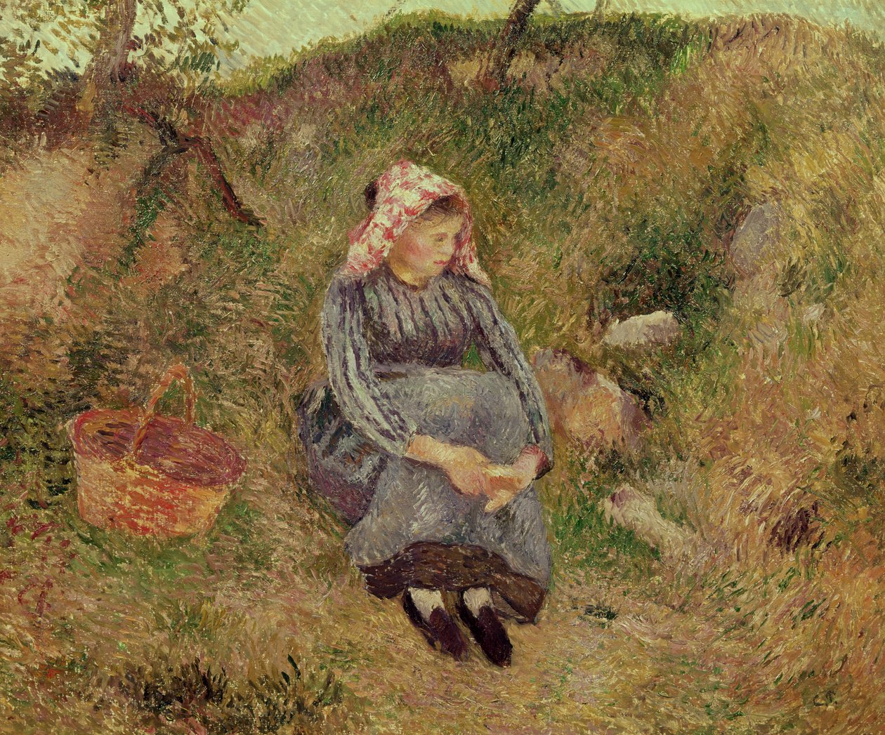 Sitzendes Bauernmädchen, 1883 von Camille Jacob Pissarro