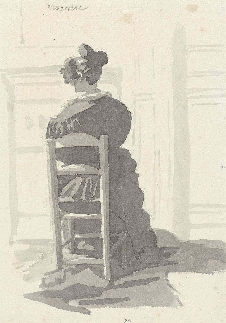 Auf einem Stuhl sitzende Dame, von hinten gesehen von Camille Chenou Levesque