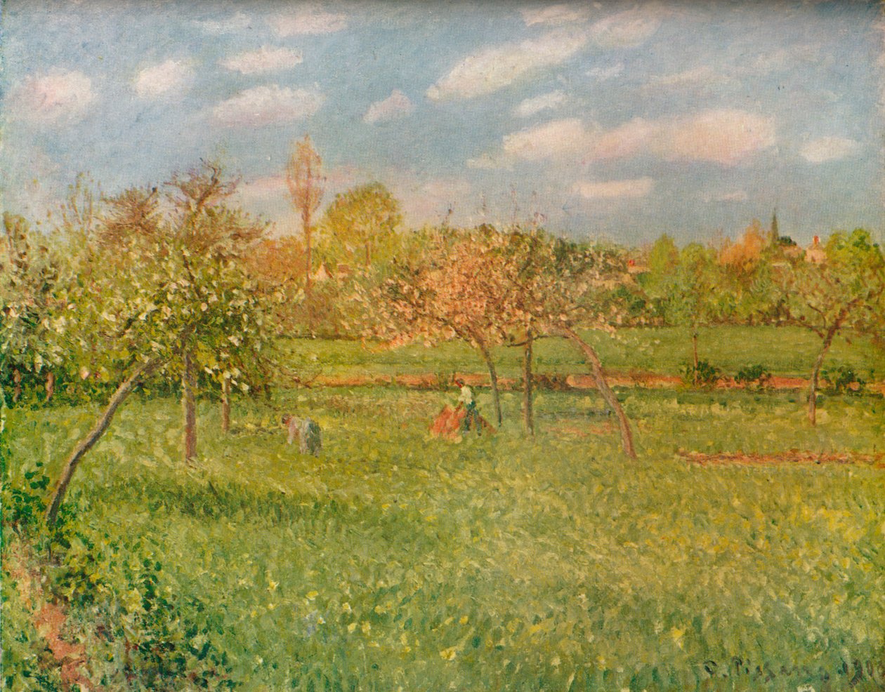 Apfelbäume in Eragny, Morgensonne, ca. 1896 von Camille Jacob Pissarro