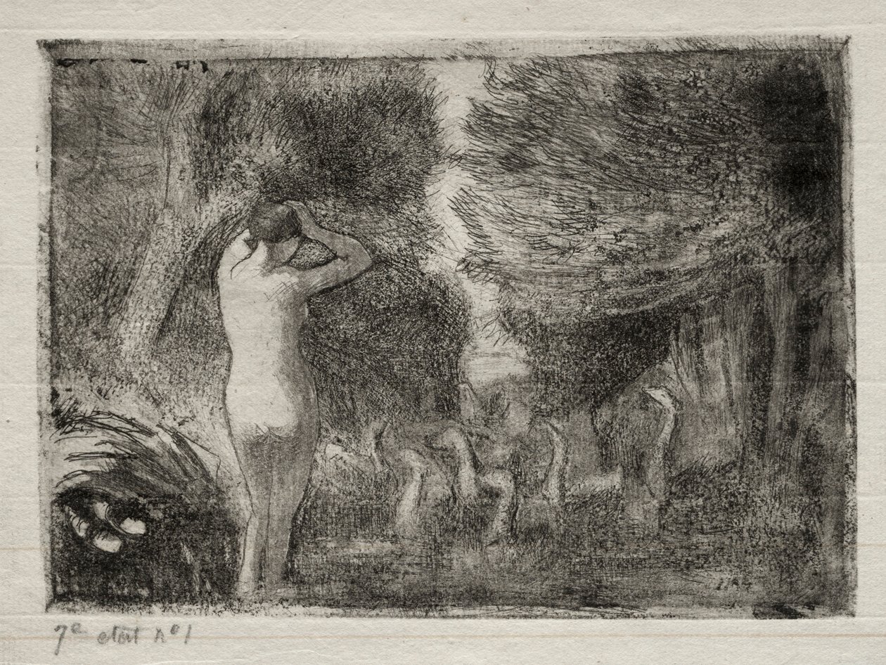 Badende und Gänse, 1895 von Camille Jacob Pissarro