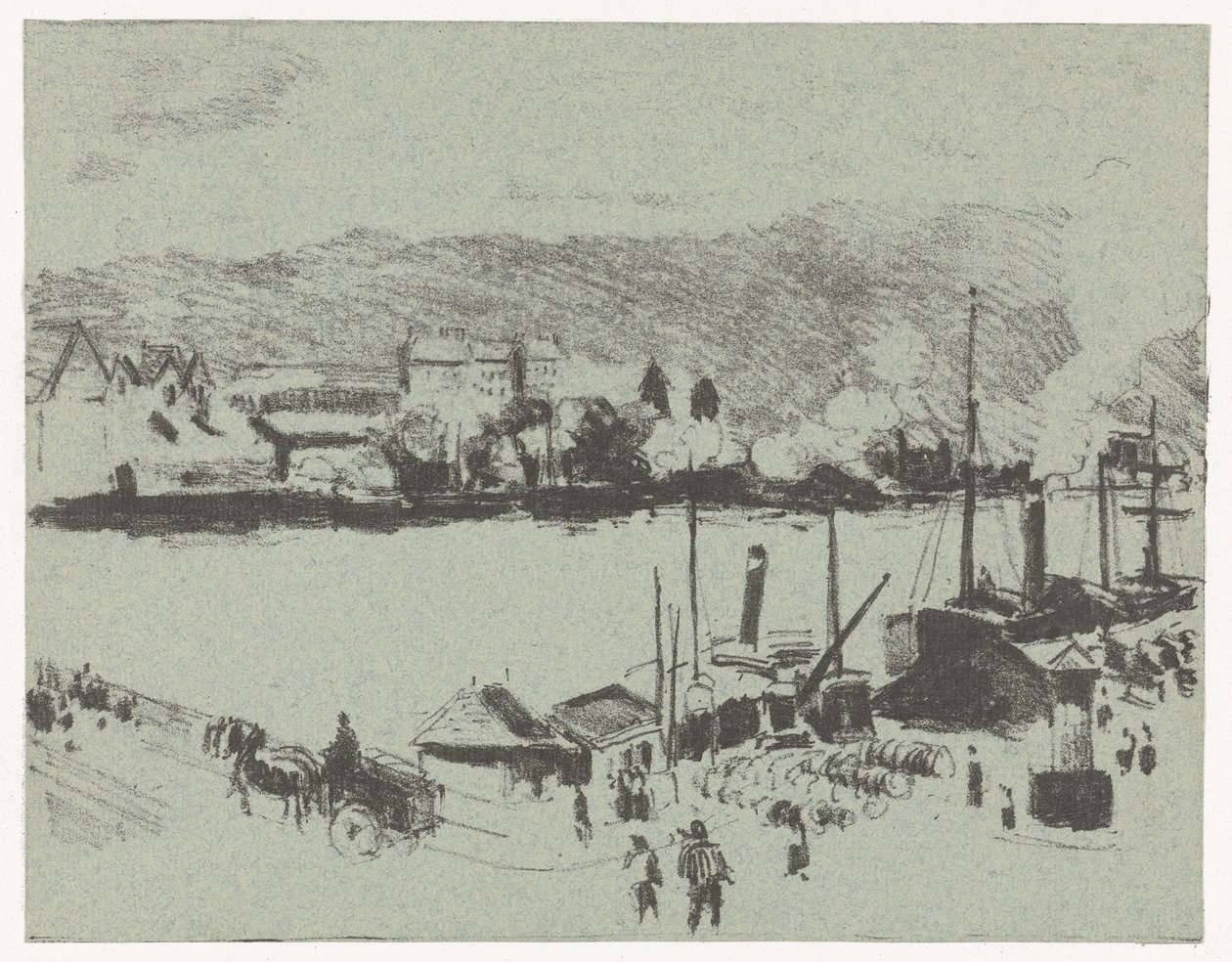 Ansicht des Kais der Seine in Rouen von Camille Jacob Pissarro