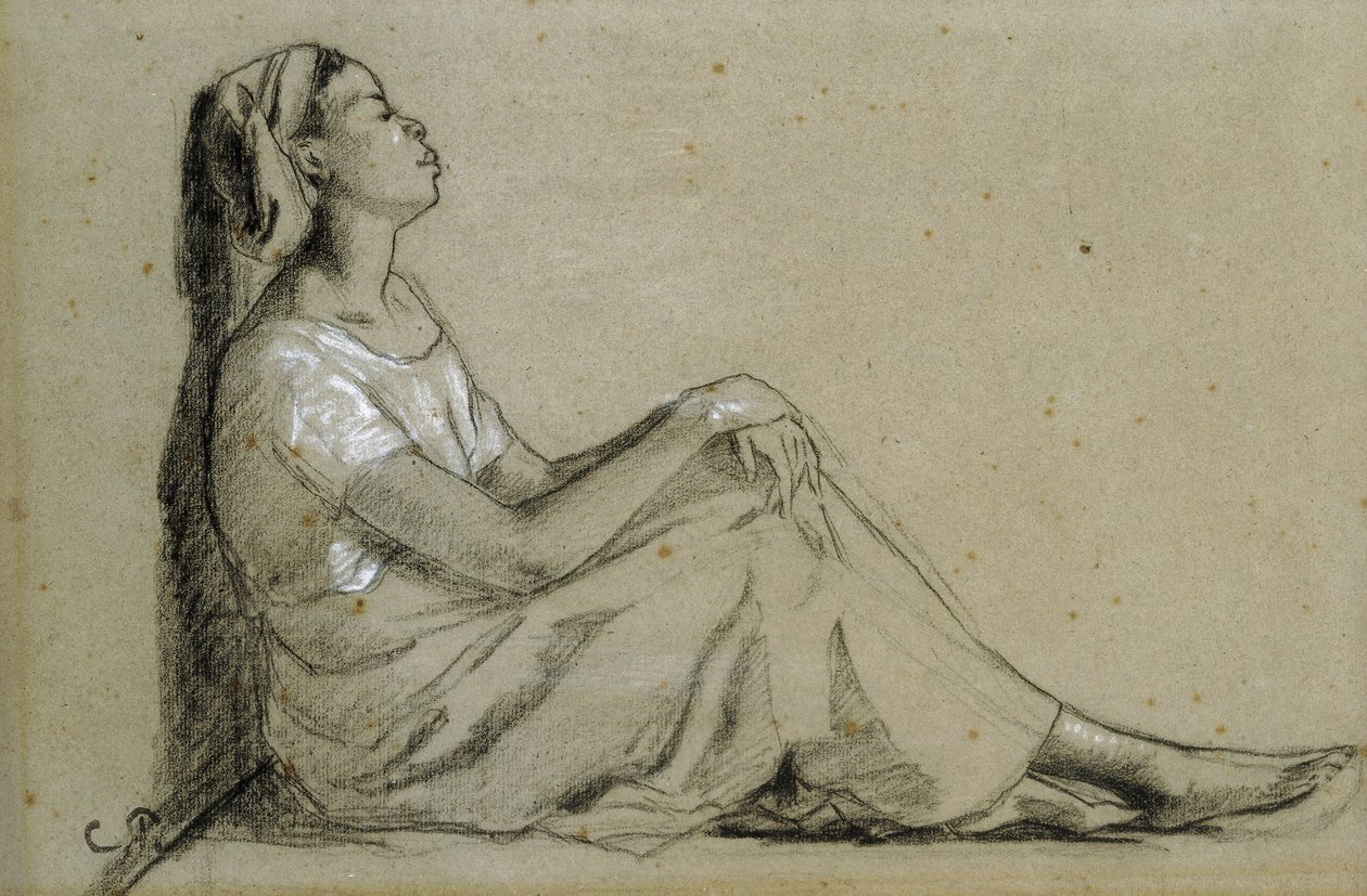 Junge schwarze Frau sitzend, 1855-57 von Camille Jacob Pissarro