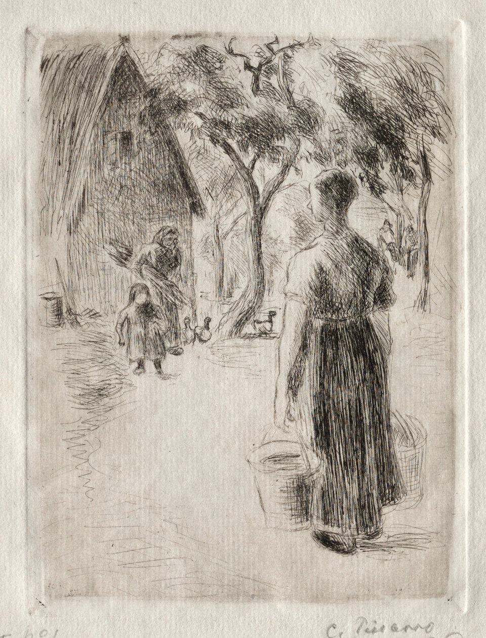 Bäuerin mit Eimern, 1889 von Camille Jacob Pissarro