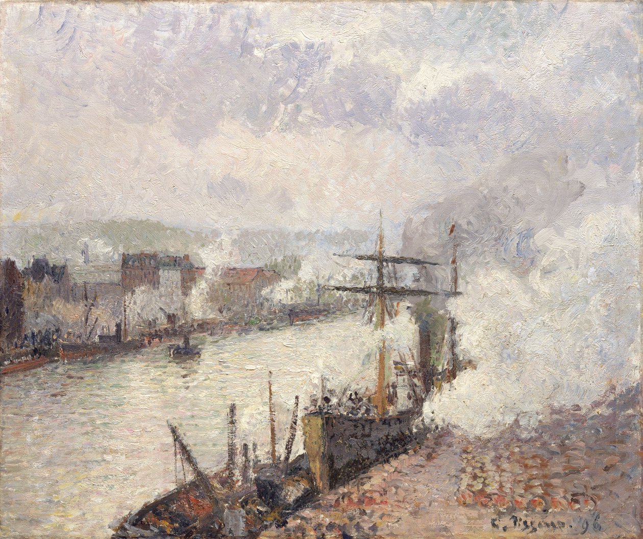 Dampfschiffe im Hafen von Rouen, 1896 von Camille Jacob Pissarro