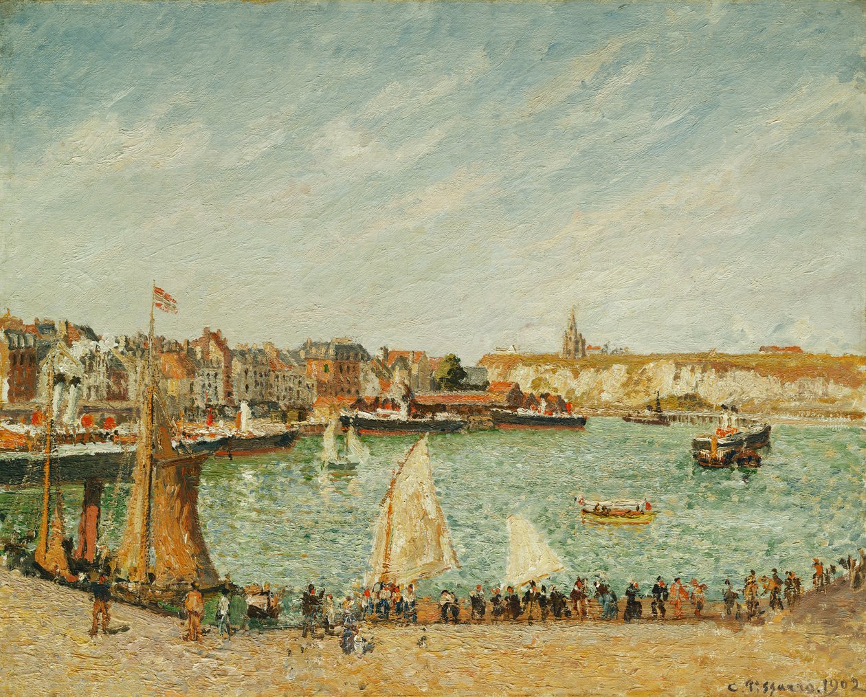 Die Nachmittagssonne, Außenhafen von Dieppe von Camille Jacob Pissarro